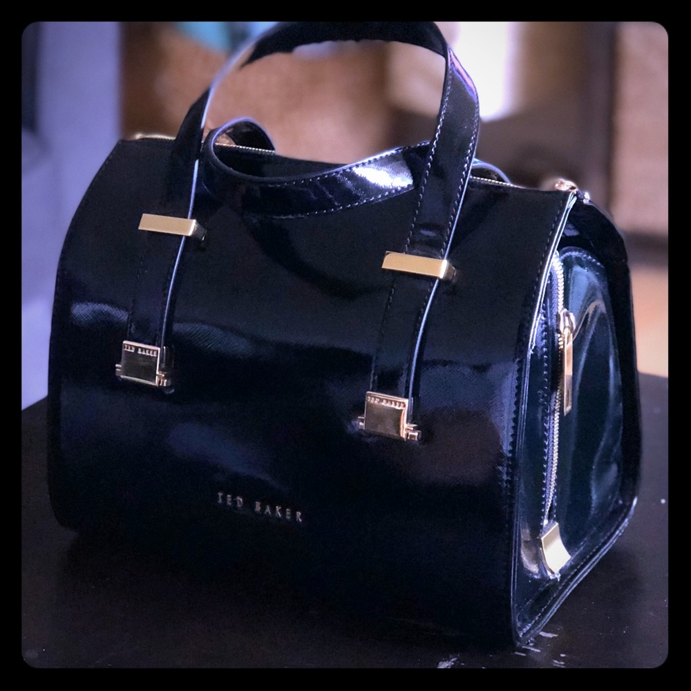 Ted Baker Black Patent Dacia Bowler Bag